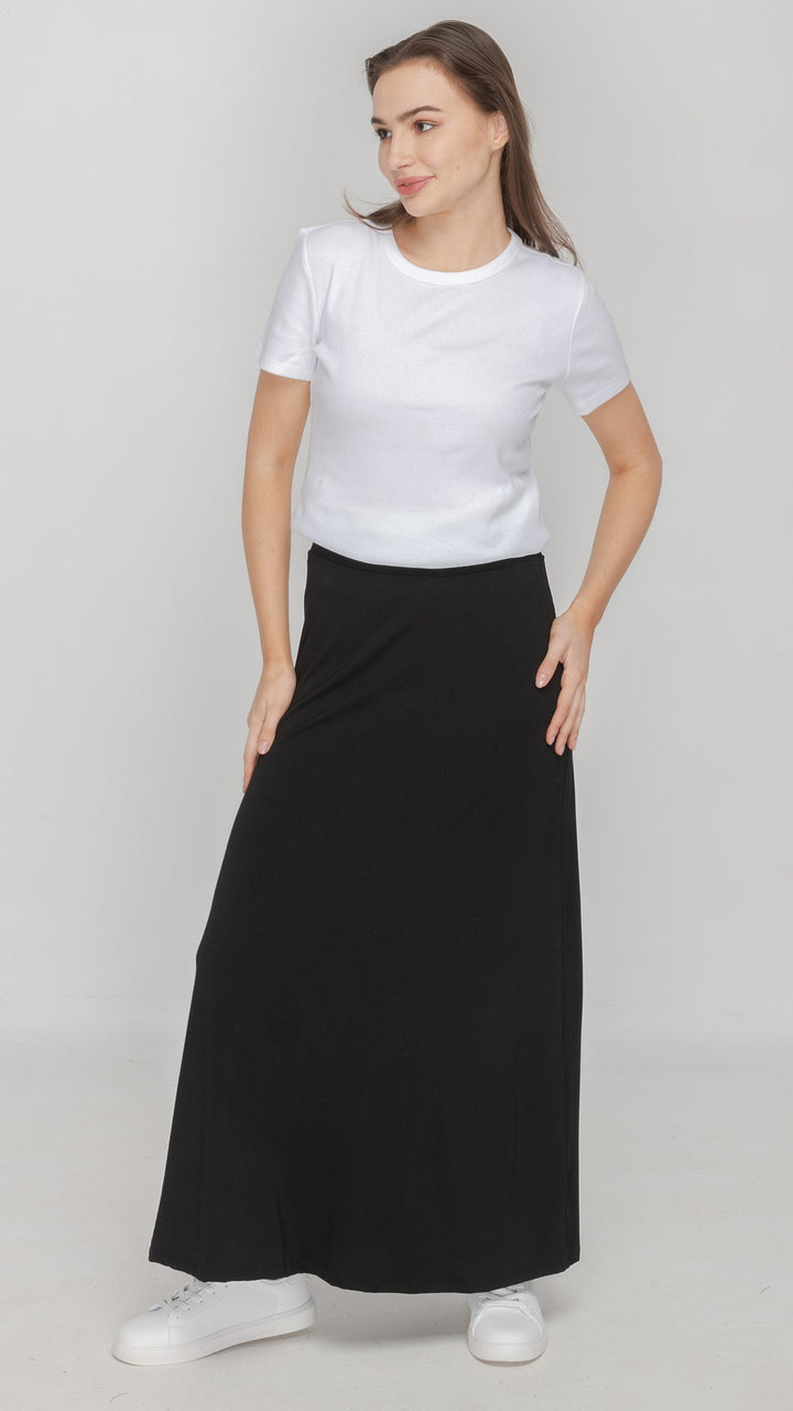 Bamboo Jersey Maxi Skirt - Black