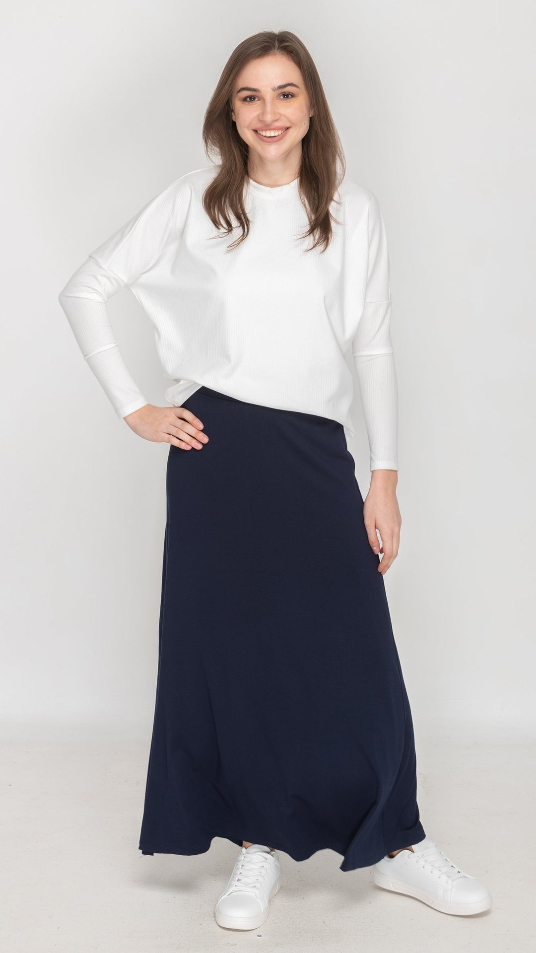 Bamboo Jersey Maxi Skirt - Navy