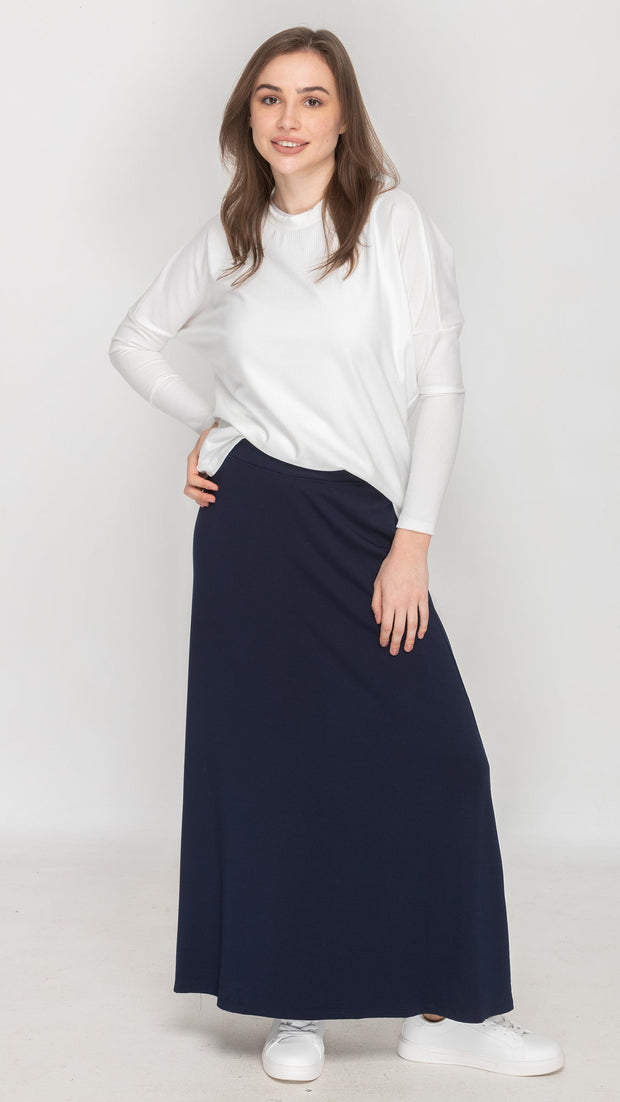 Bamboo Jersey Maxi Skirt - Navy