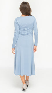 Side Ruched Dress Bamboo Jersey - Ice Blue