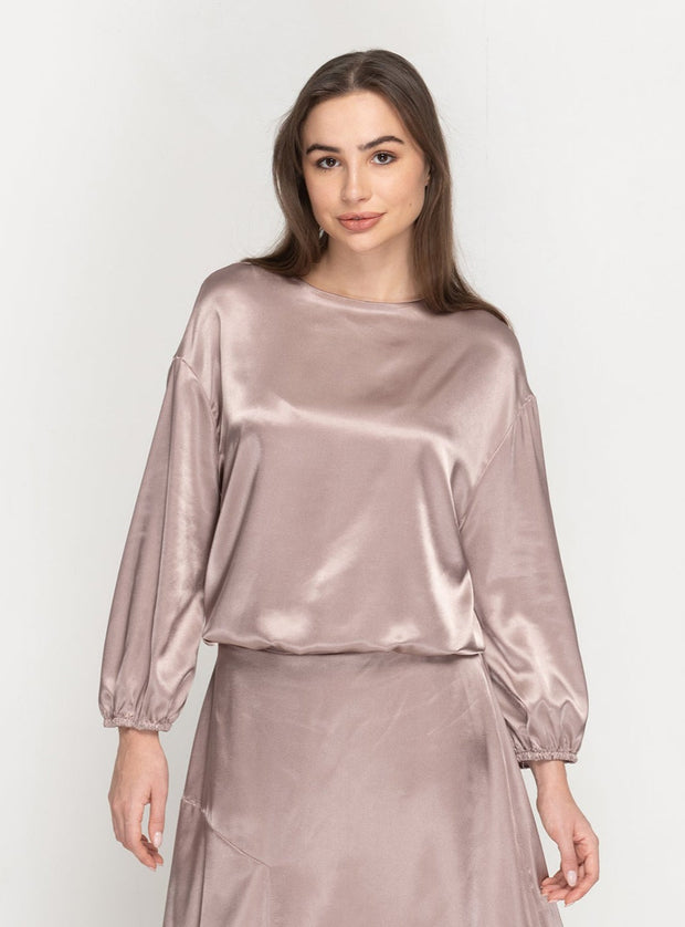 Square Satin Top - Mocha