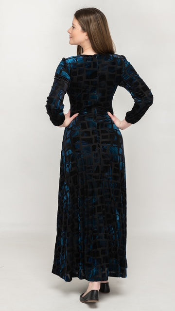 Side Tie Maxi Dress - Blue Velvet Burnout