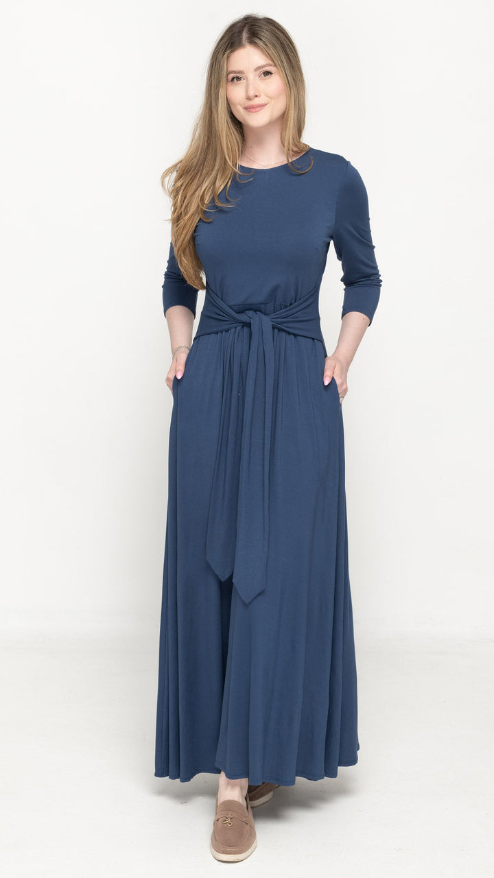 Side Tie Maxi Dress - Denim