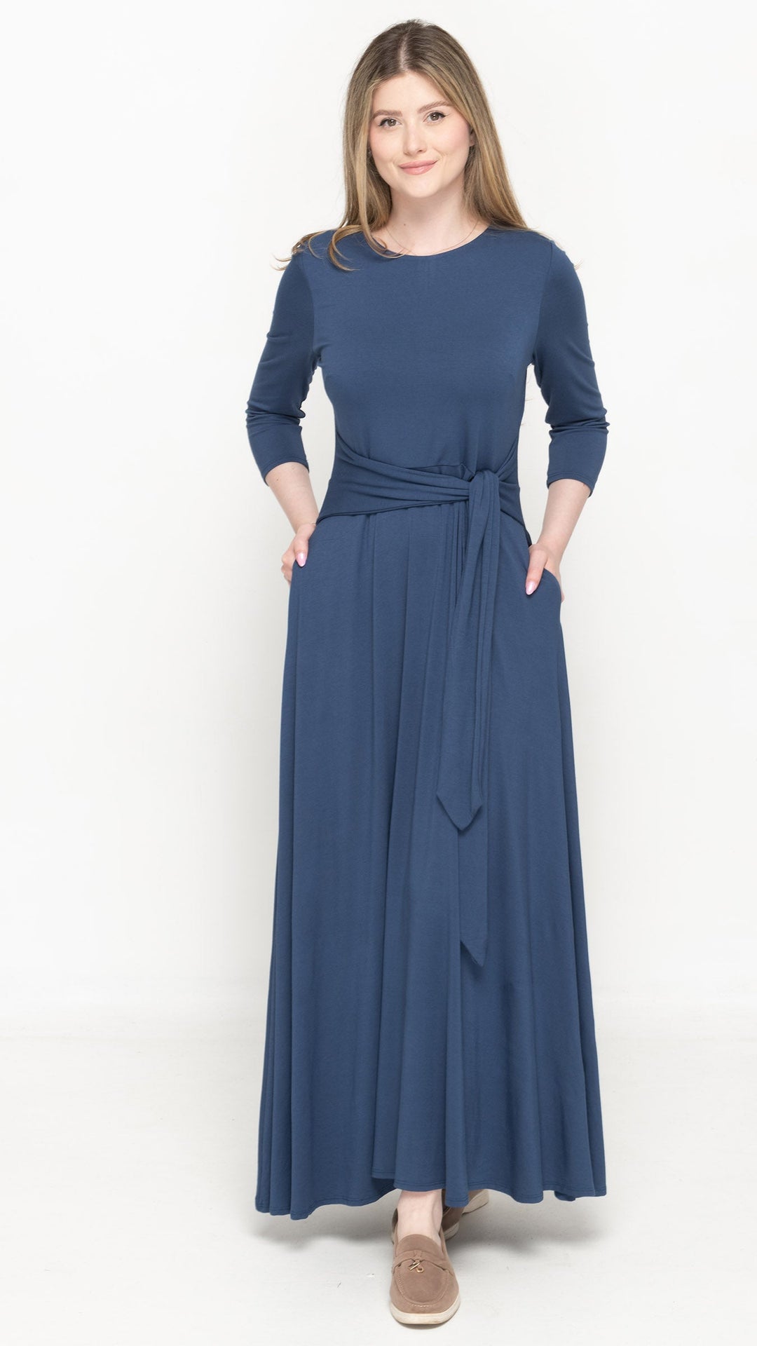 Side Tie Maxi Dress - Denim