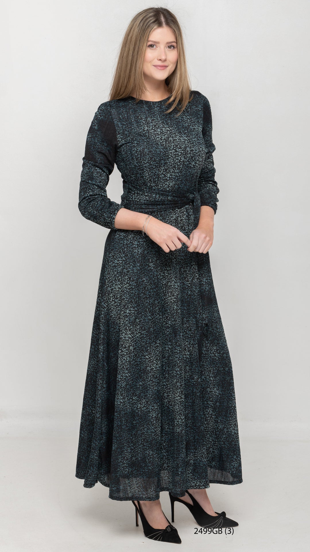 Side Tie Maxi Dress - Green Burnout