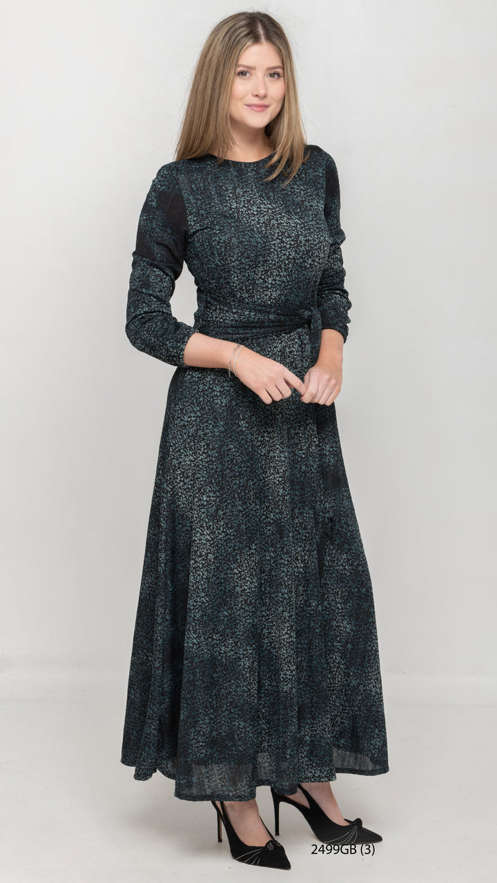 Side Tie Maxi Dress - Green Burnout