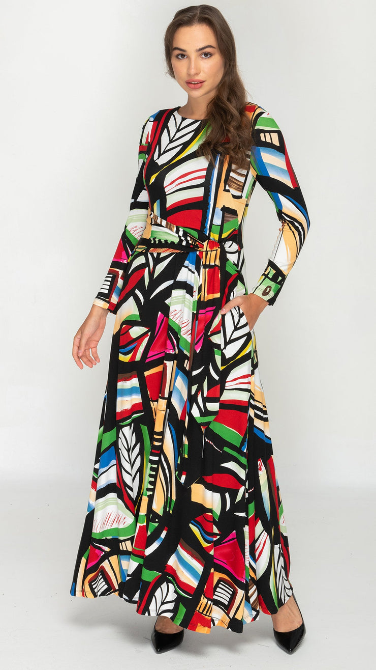 Side Tie Maxi Dress - Multi Color