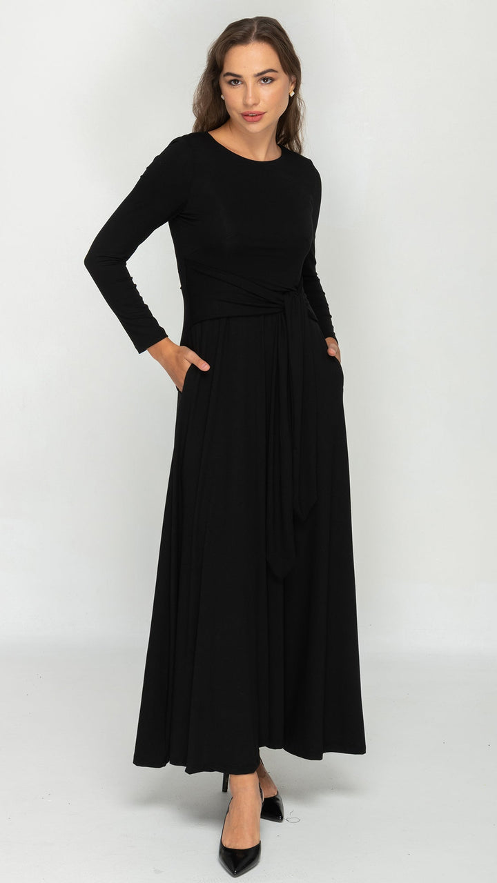 Side Tie Maxi Dress - Black