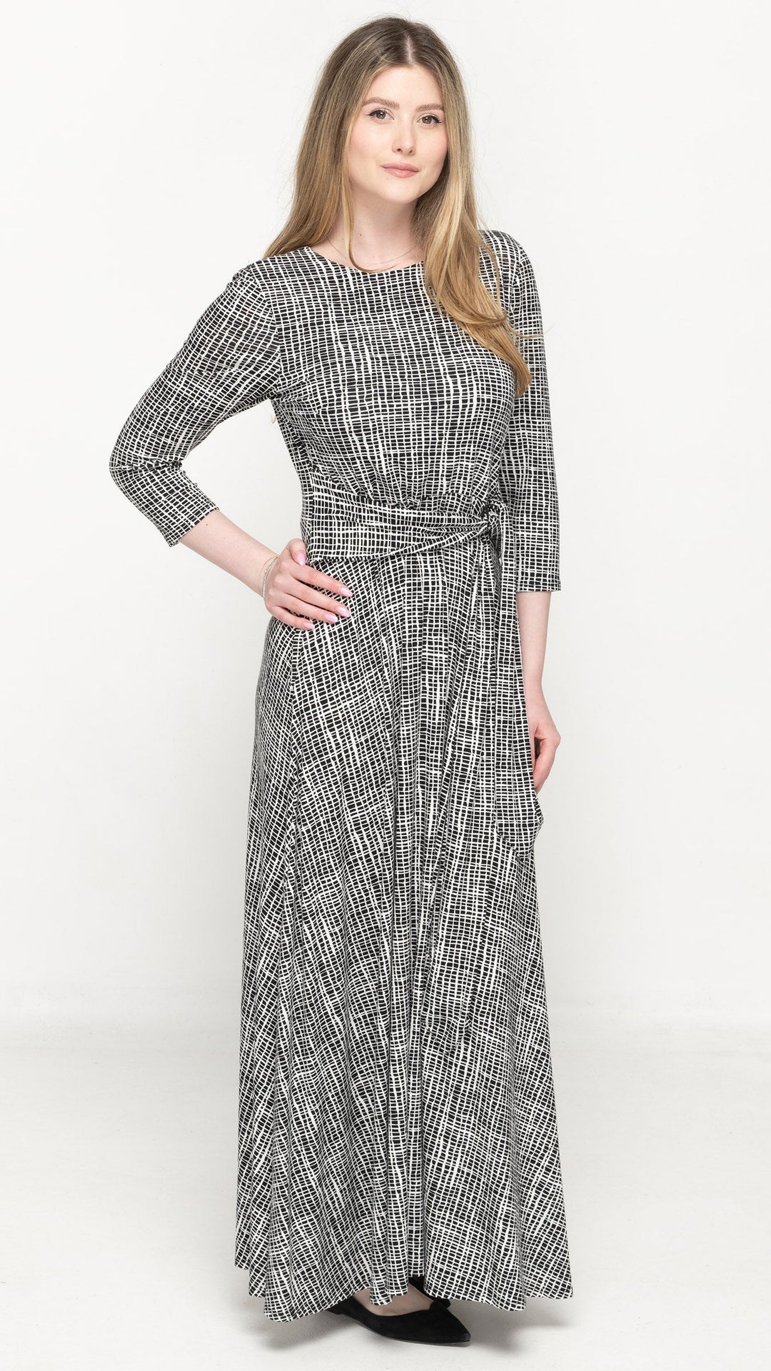 Side Tie Maxi Dress - Squiggle Print