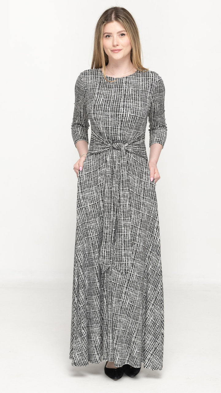 Side Tie Maxi Dress - Squiggle Print