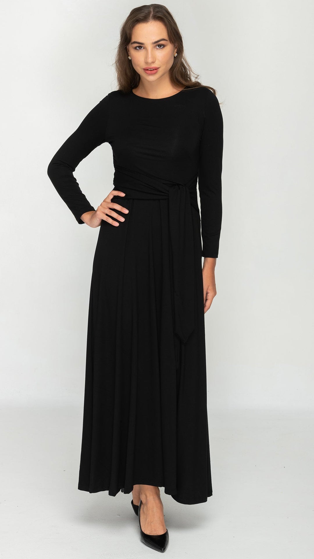 Side Tie Maxi Dress - Black