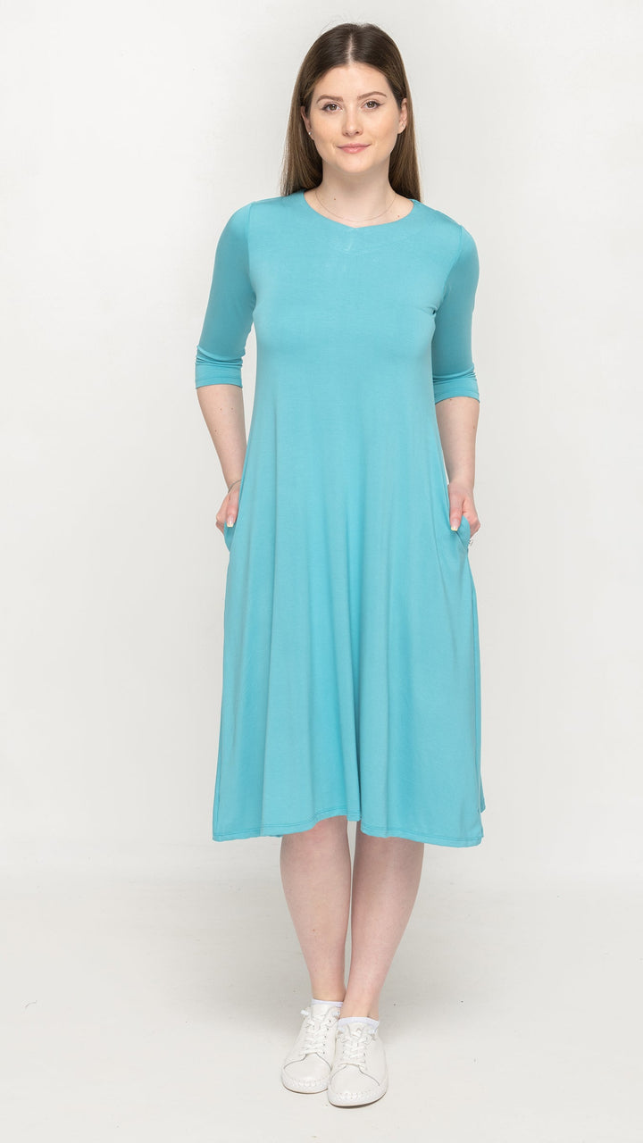V-Neck Bamboo Jersey Dress *POCKETS*