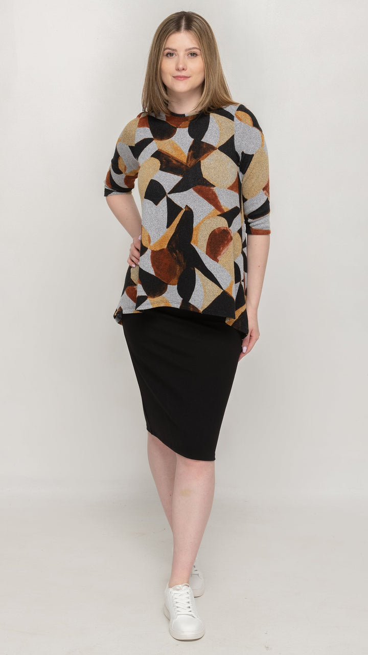 Hi Low Top Sweater Geo Print