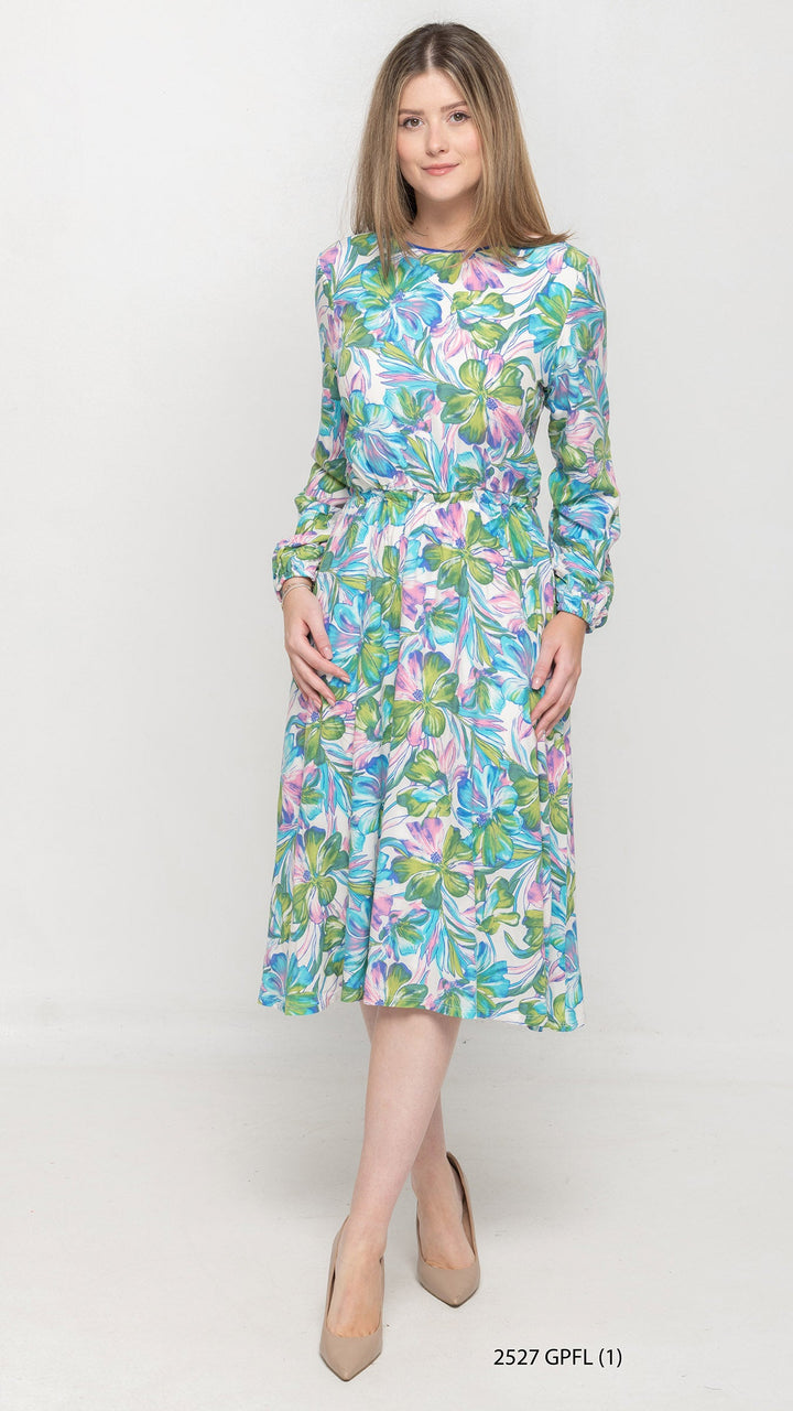 Bell Sleeve Everything Pink Green Floral Dress