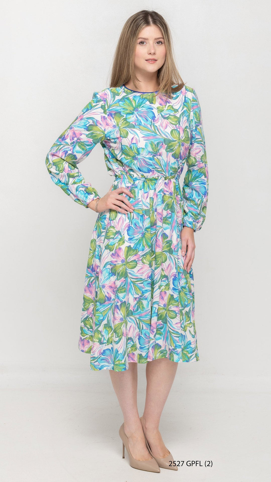 Bell Sleeve Everything Pink Green Floral Dress