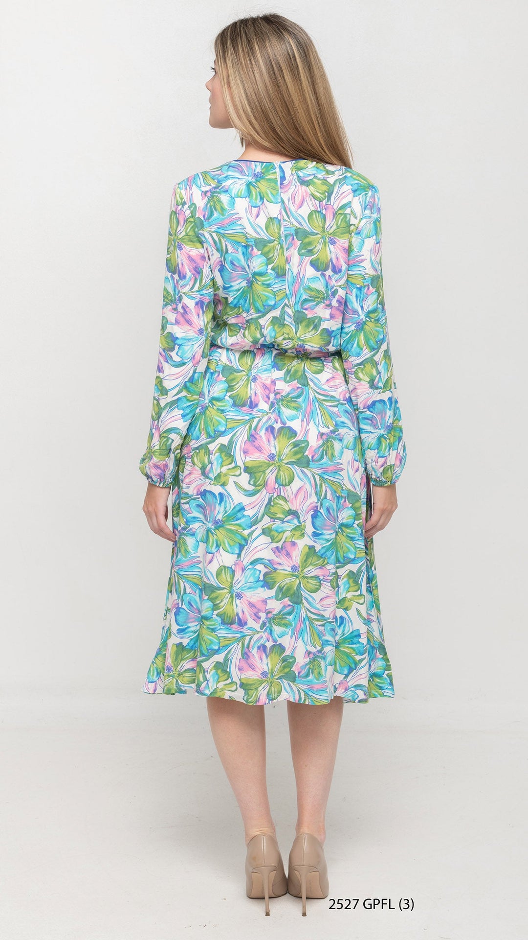 Bell Sleeve Everything Pink Green Floral Dress