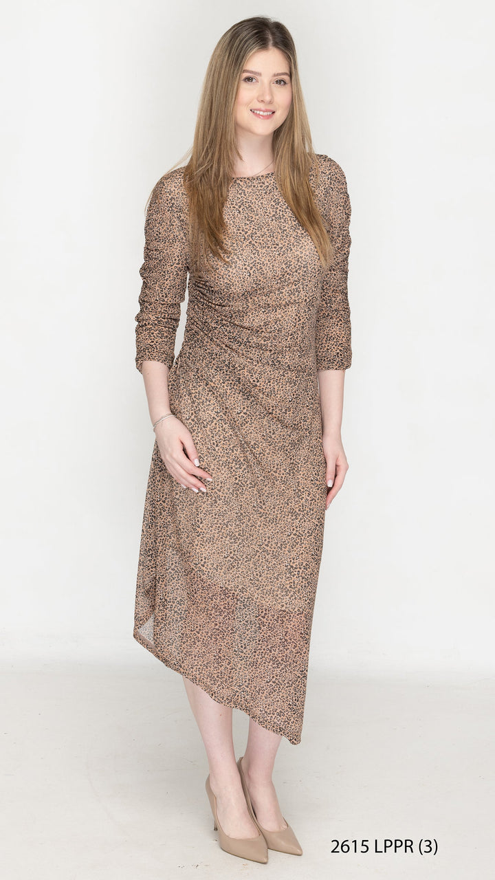 Side Ruched Dress Leopard Print