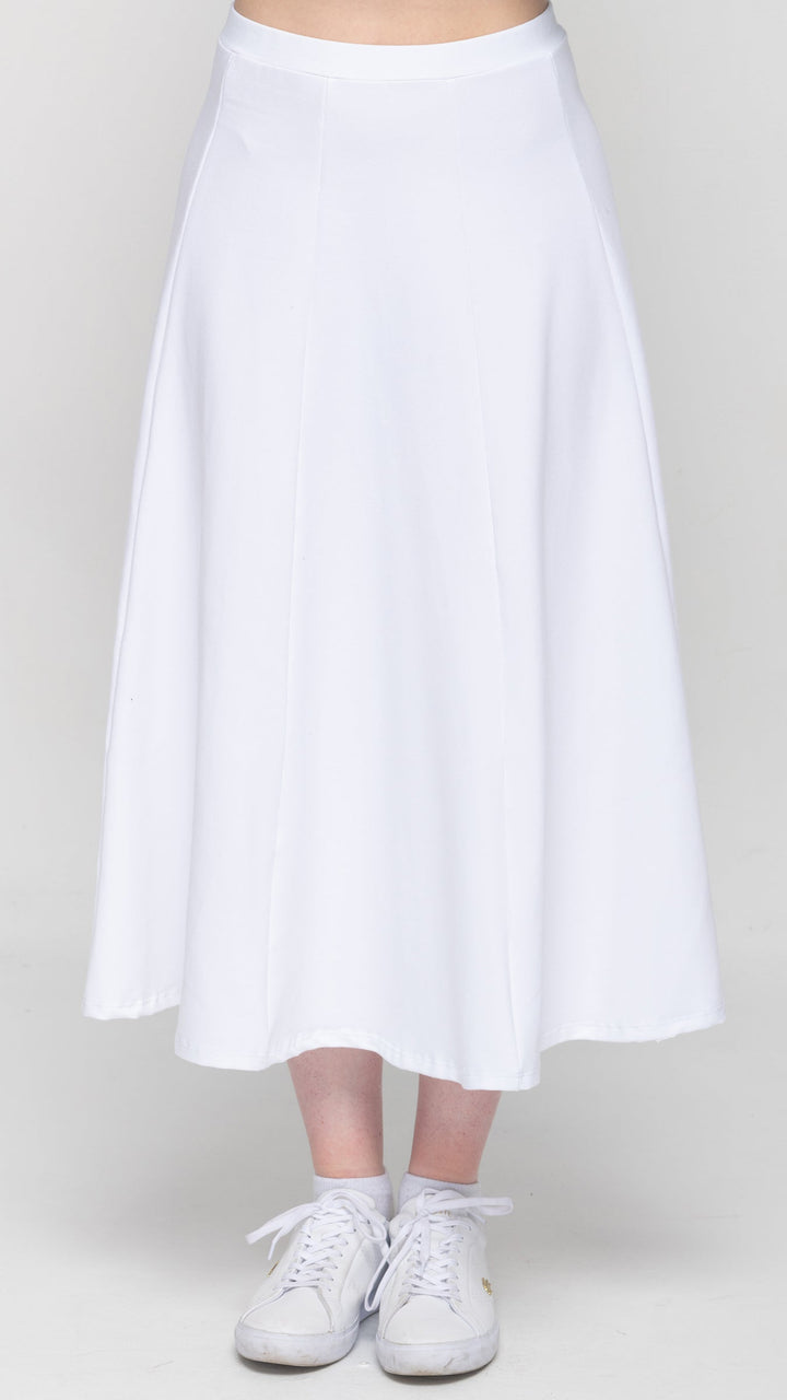 Stretch KnitDenim Panel Skirt - White Denim 33"