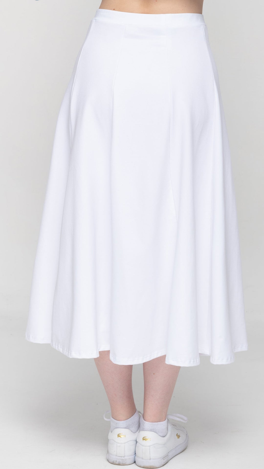 Stretch KnitDenim Panel Skirt - White Denim 33"