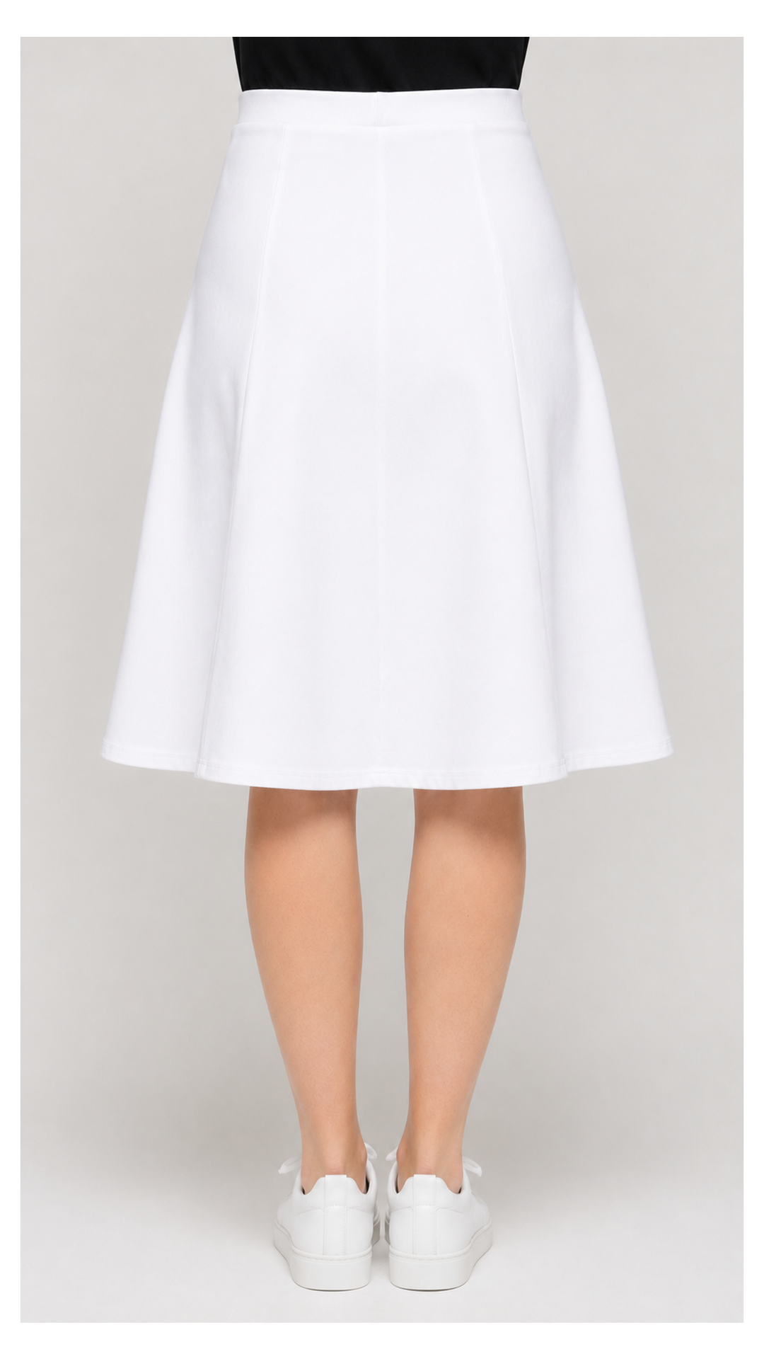 Stretch Knit Denim Panel Skirt - White Denim