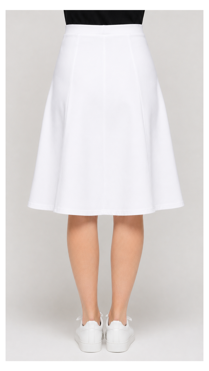 Knit Denim Panel Skirt - White Denim