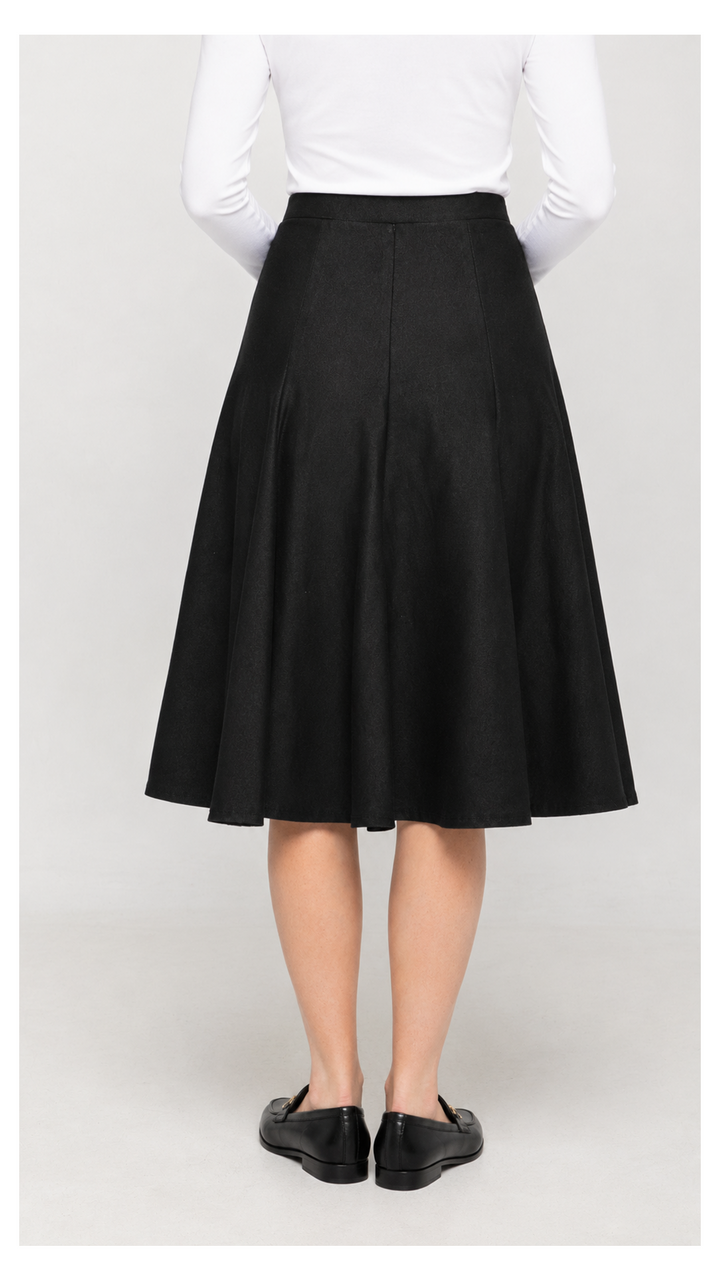 Stretch Knit Denim Panel Skirt