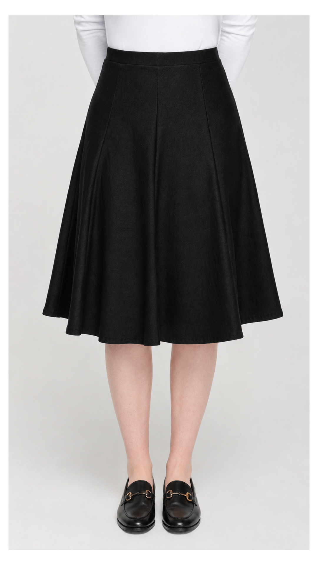 Knit Denim Panel Skirt