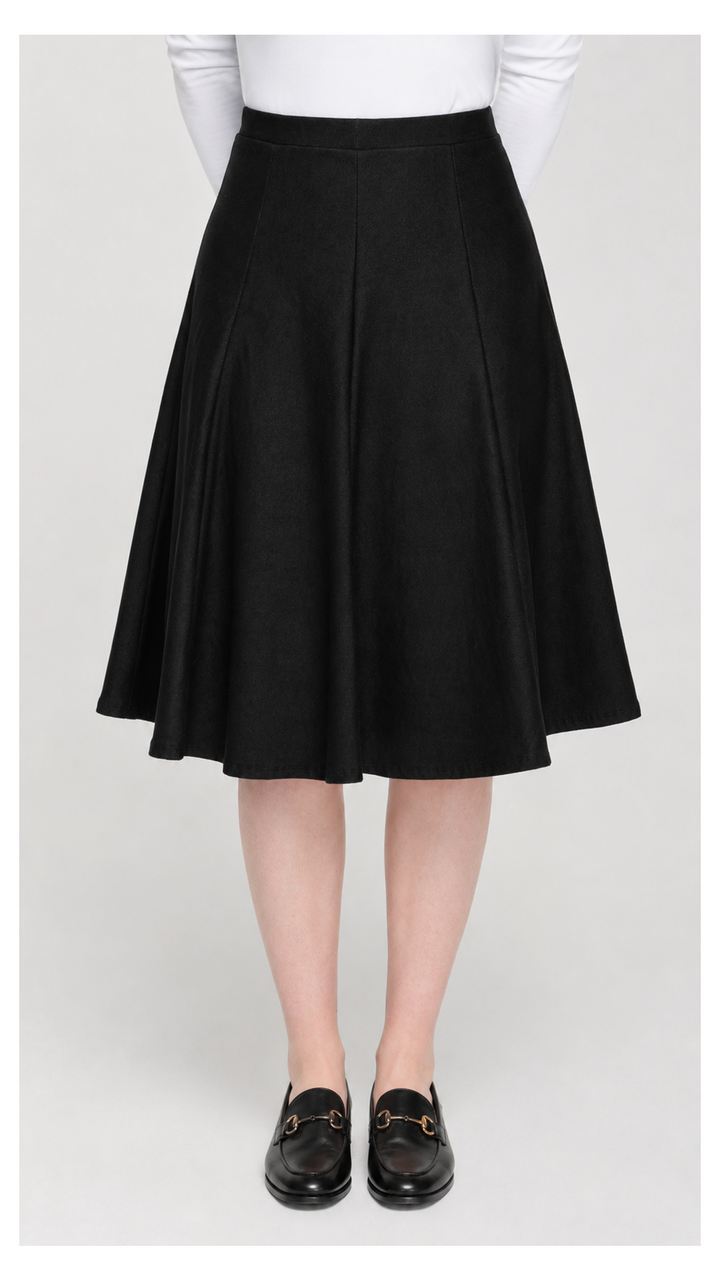 Knit Denim Panel Skirt