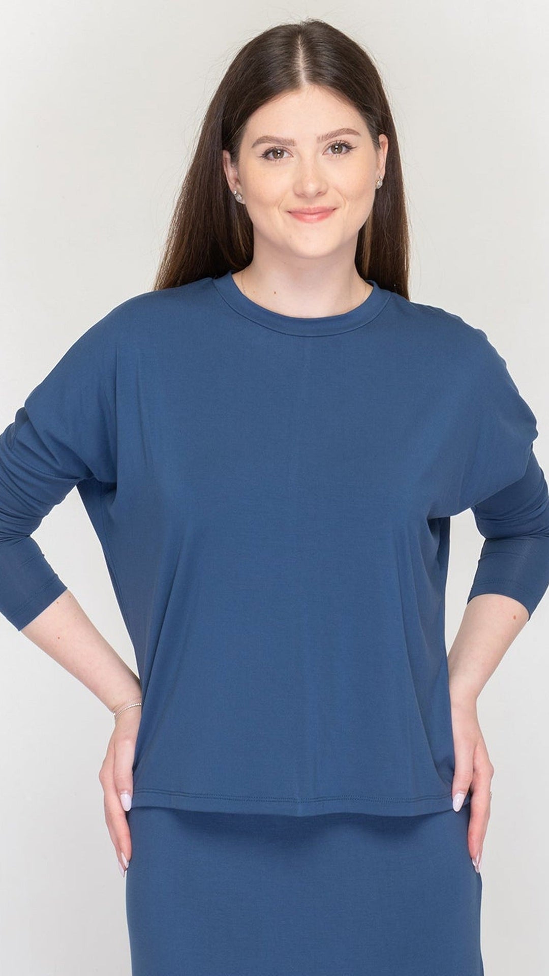 KMW Dolman Wide Hem Top, dusty denim