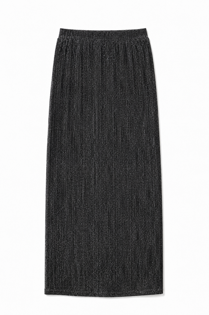 Elegant Maxi Skirt Silver Lurex