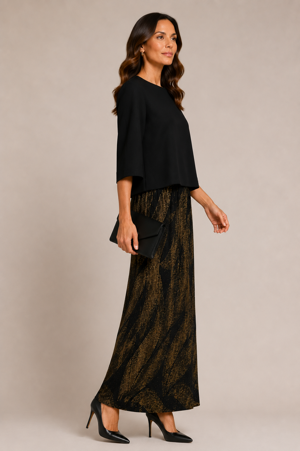 Elegant Maxi Skirt Gold Shimmer