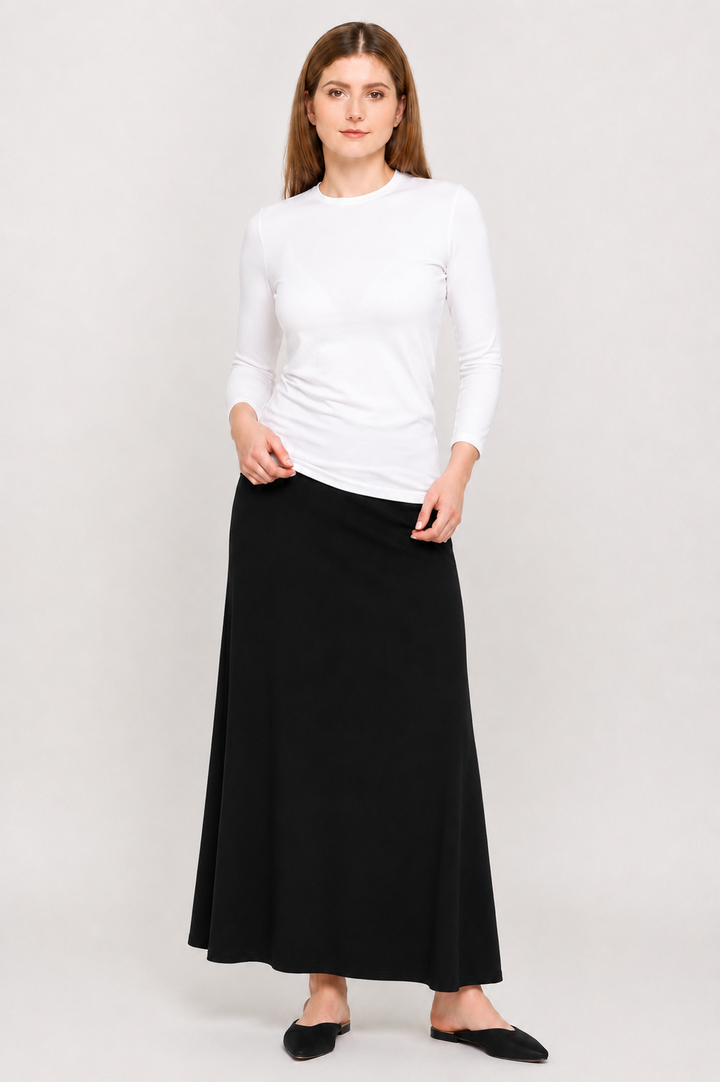 Bamboo Jersey Maxi Skirt - Black