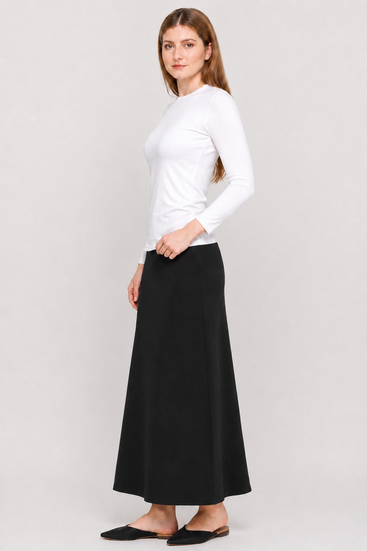 Bamboo Jersey Maxi Skirt - Black