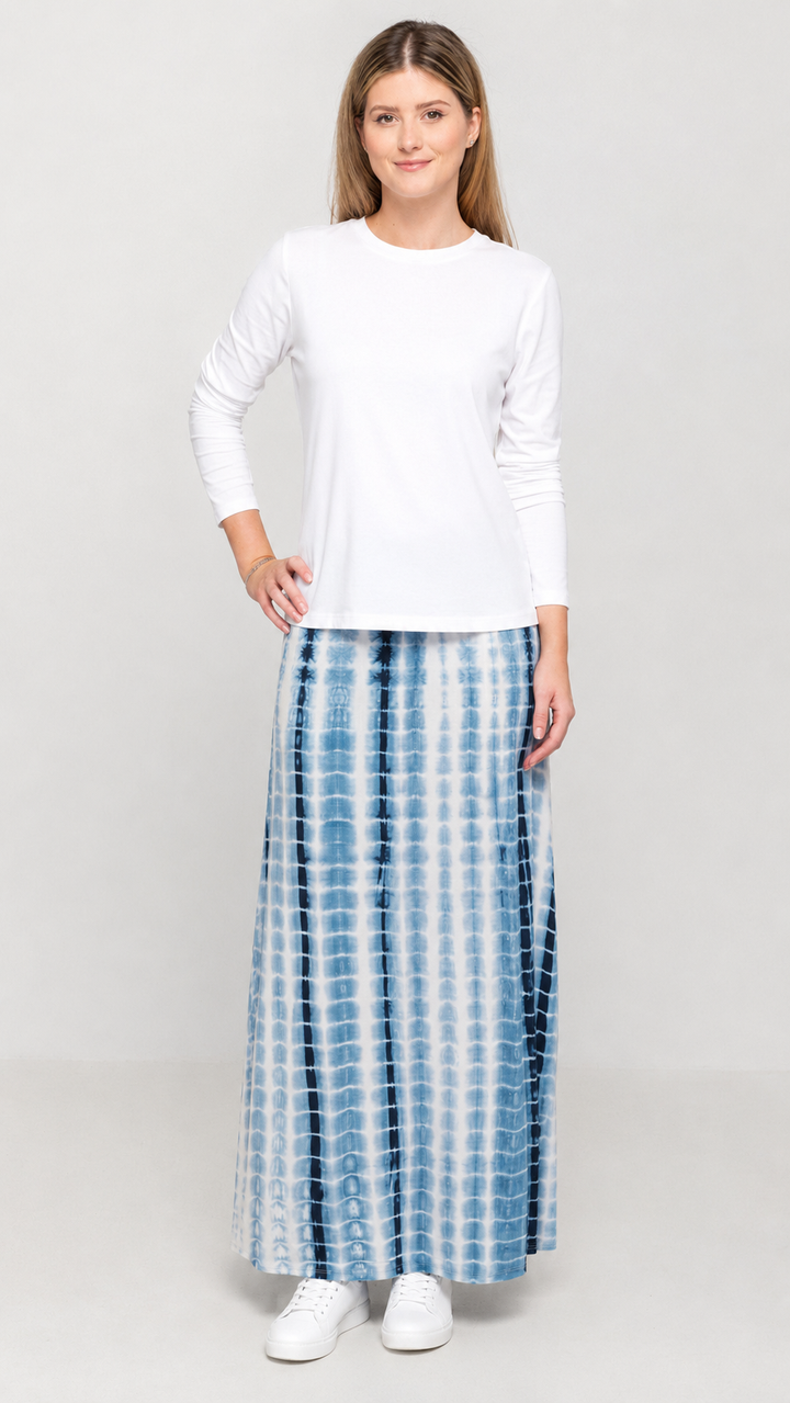 Blue Tie Dye Maxi Skirt