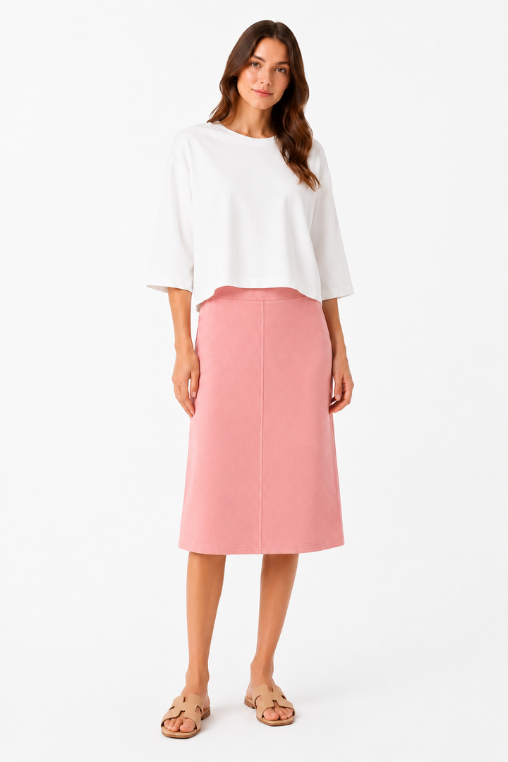 A-Line Rib Midi Skirt