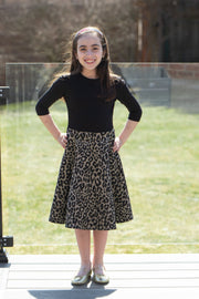 *14 & 16*Girls Skater Dress - Black/Cheetah