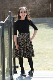 *14 & 16*Girls Skater Dress - Black/Cheetah