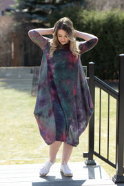 Boho Sweatshirt Dress - Wine/Olive Tie Dye - *XS & SMALL ONLY*