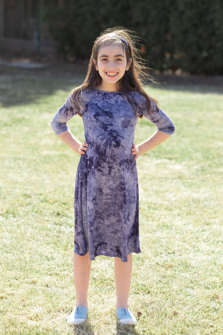 Girls Tunic Dress - Blue Tie Dye