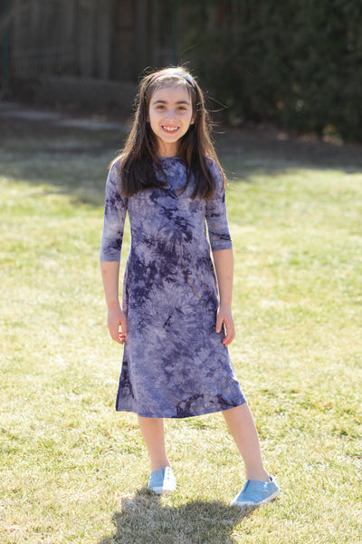 Girls Tunic Dress - Blue Tie Dye