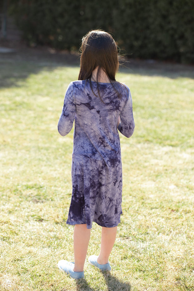 Girls Tunic Dress - Blue Tie Dye