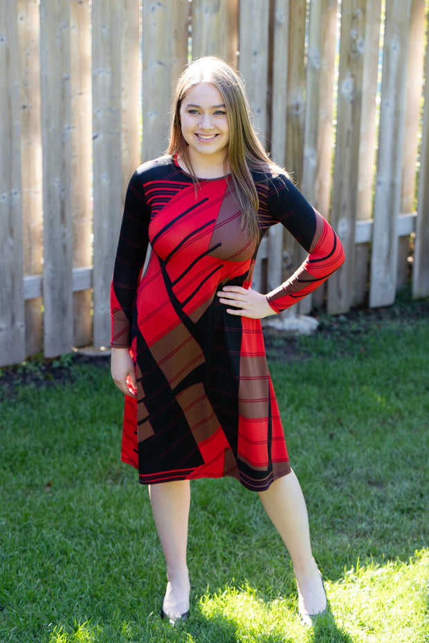 *XS & SMALL* A-Line Dress - Black/Red Check