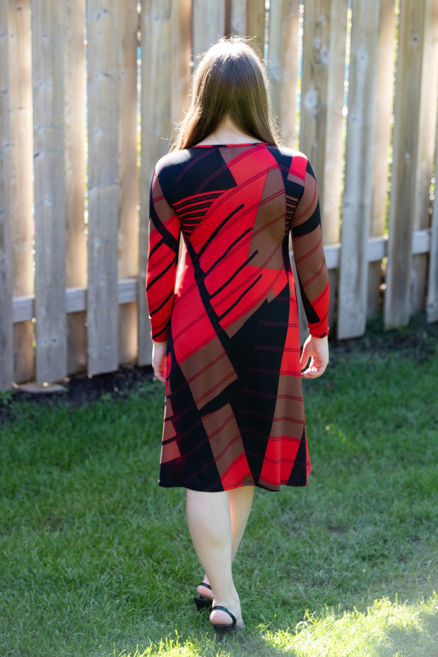 *XS & SMALL* A-Line Dress - Black/Red Check