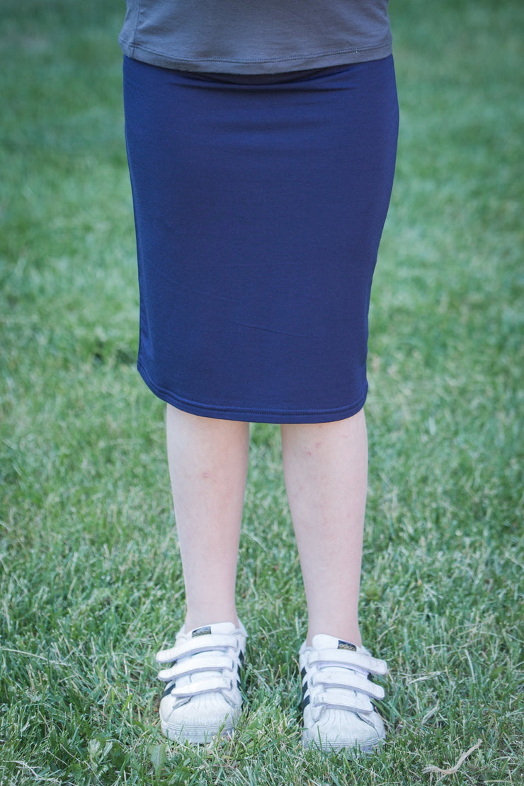 Girls Pencil Skirt - Navy