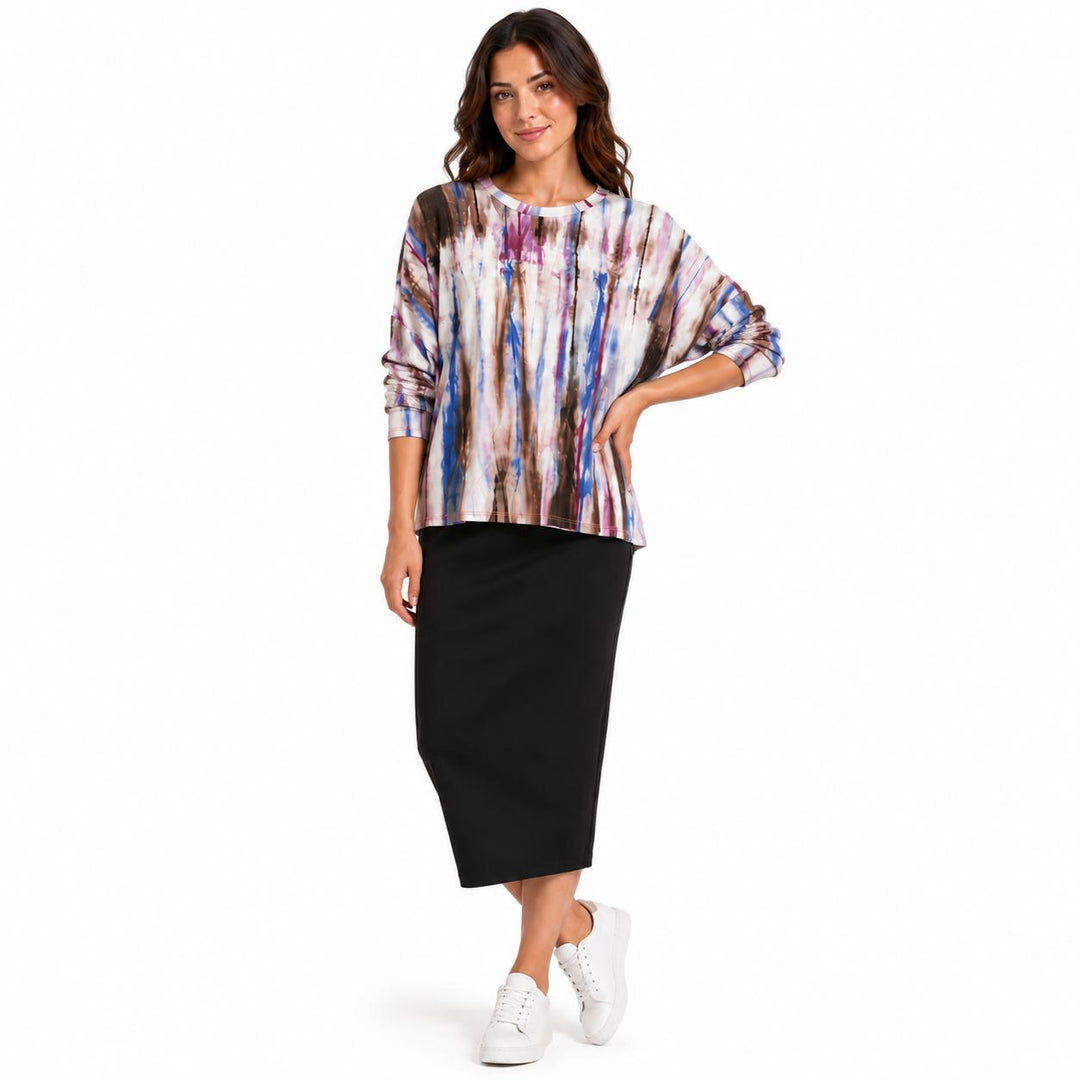 Dolman Jersey Monkey Top Brown Pink Tie Dye