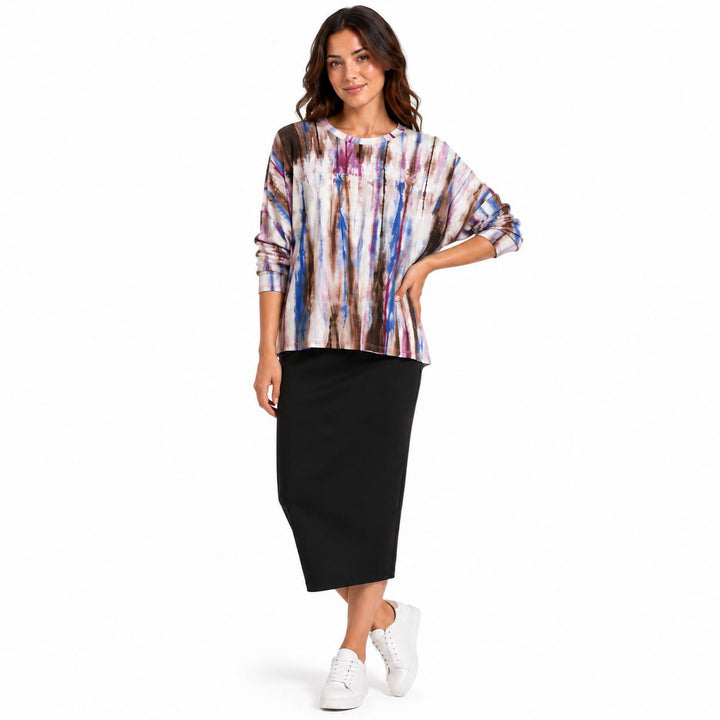 Dolman Jersey Monkey Top Brown Pink Tie Dye