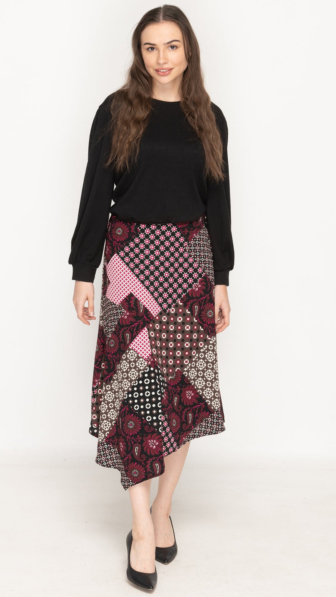 Asymmetrical Skirt - Purple Paisley Patchwork