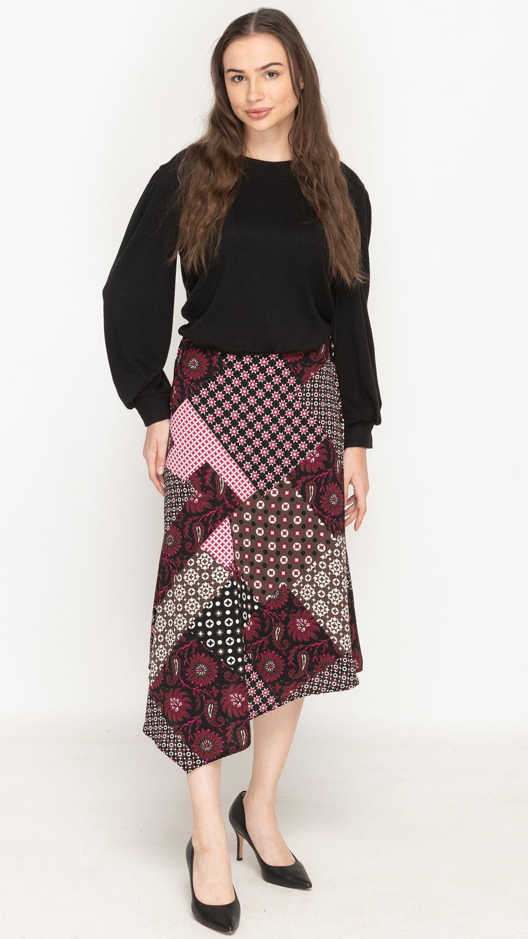 Asymmetrical Skirt - Purple Paisley Patchwork