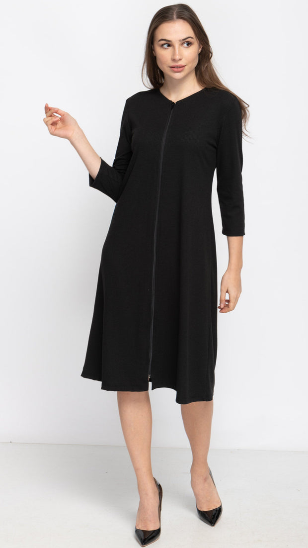 Zip Dress - Rib Black