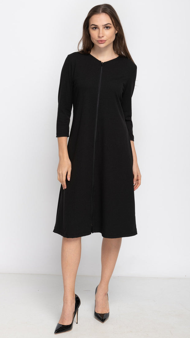 Zip Dress - Rib Black